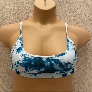 SHEIN Teal Blue and White Tie-Dye Bikini Top